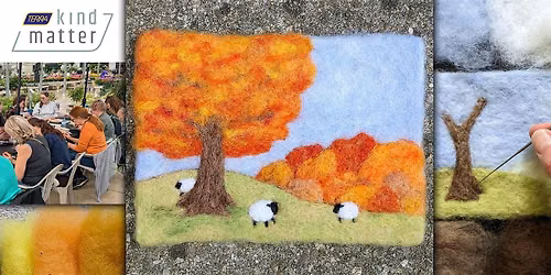 Needle Felt Painting: Autumn Landscape & Sheep