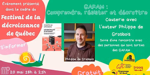 GAFAM : Comprendre, r\u00e9sister et d\u00e9cro\u00eetre - Causerie avec l'auteur Philippe de Grosbois