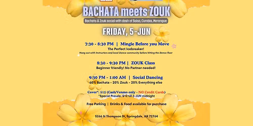 BACHATA Meets ZOUK @Las Fajitas Springdale
