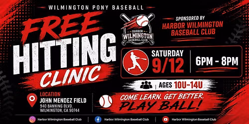 \u26be FREE HITTING CLINIC At Wilmington Pony Baseball  \u26be