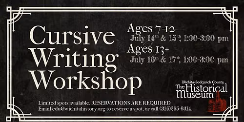 Cursive Writing Workshop (Ages 7-12) at the Historical Museum
