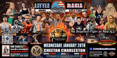 Charleston, SC- Little Mania Mini Wrestling @ Cheetah Charleston- WEDNESDAY