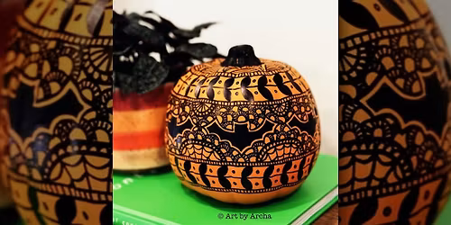 Madhubani Themed Hand-drawn Pumpkin Decorating