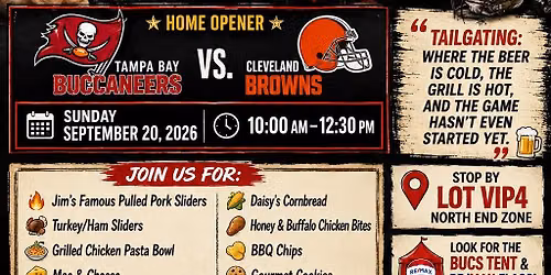 \ud83c\udfc8 Don't Be Late to the Tailgate\ud83c\udfc8 2026 Season Opener\ud83c\udfc8 Free Tailgate Party\ud83c\udfc8