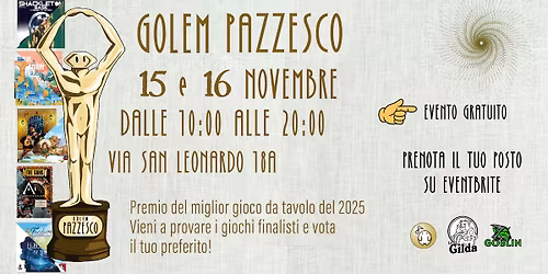 Golem Pazzesco - Il premio Ludico di Golem\u2019s Lab