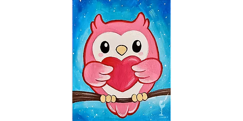 Pink Owl Holding Heart - Paint and Sip in Houston | Classpop!\u2122