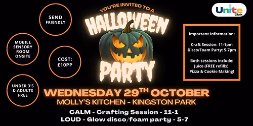 Unite Club - HALLOWEEN - WEDNESDAY 29TH - KINGSTON PARK - DISCO\/FOAM PARTY