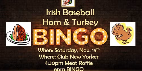 Irish Baseball Ham & Turkey BINGO