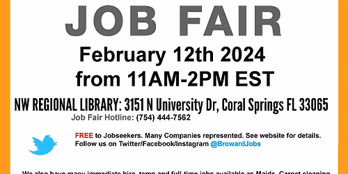 BrowardJobs.com Job Fair \/ Career Fair December 18th, 2025  Coral Springs
