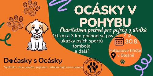 Oc\u00e1sky v pohybu \u2013 charitativn\u00ed pochod na podporu \u00fatulk\u016f a do\u010dasn\u00fdch p\u00e9\u010d\u00ed \ud83d\udc3e