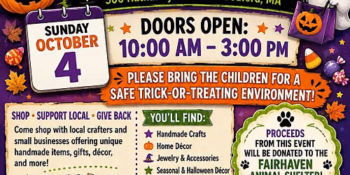 Trick or Treat Craft Fair to Benefit The Fairhaven Animal Shelter