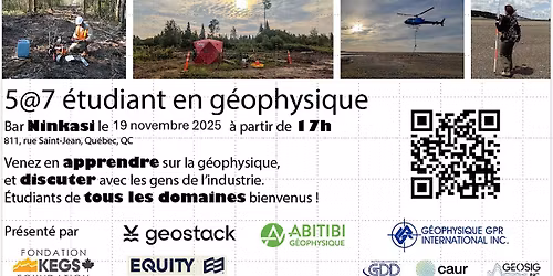 5 @ 7 des \u00e9tudiants en g\u00e9ophysique - Qu\u00e9bec Mines 2025