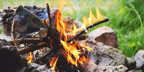 Campfire and lakeside bushcraft winter afternoon
