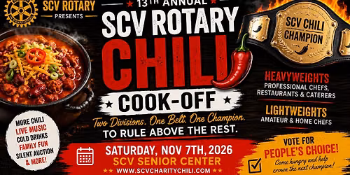 13th Annual Rotary Chili Cook Off Competition 
