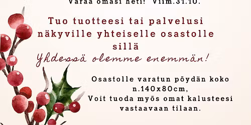 Varaa paikkasi Joulumyyj\u00e4isiin!