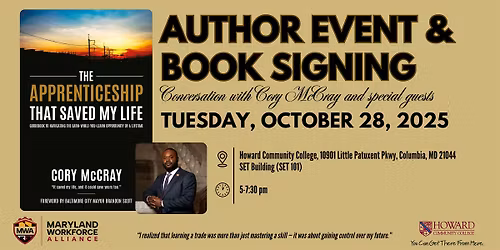 Maryland Workforce Alliance Author Event and Book Signing with Cory McCray