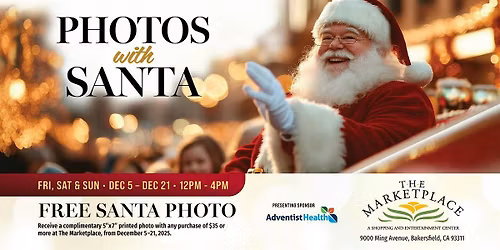 Photos with Santa at The Marketplace, presented by Adventist Health