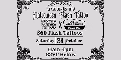 Spotted Panther Tattoo x AZW Miracle Mile Halloween Flash Tattoos