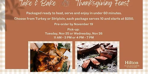 Holiday Feast To-Go: Turkey or Striploin Dinner Packages