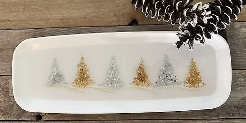 Crushed Glass Christmas Trees Charcuterie Tray Paint & Sip Art Class Akron