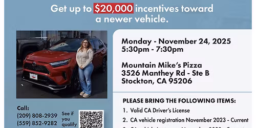 11\/24 - Vehicle Replacement Workshop - STOCKTON!