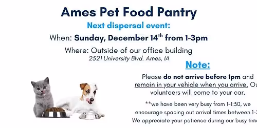 December Pet Food Dispersal Event