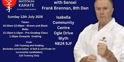 Training and Grading with Sensei Frank Brennan, 8th Dan