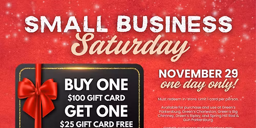 Small Business Saturday Gift Card Sale!