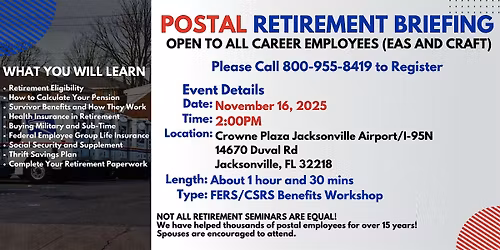 FERS Benefits Seminar Jacksonville - 11\/16\/25
