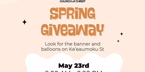 Free Community Giveaway + Free Food \u2013 May 23 (Ke\u02bbeaumoku St)