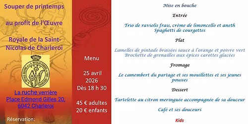 19\u1d49 traditionnel grand souper de L\u2019\u0152uvre Royale de la Saint-Nicolas de Charleroi