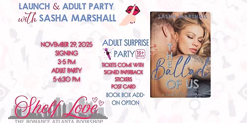 Launch & Adult Party with Sasha Marshall