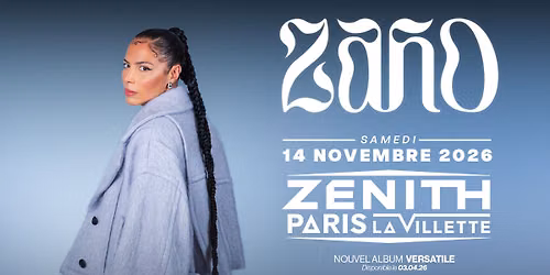 ZAHO | Z\u00e9nith Paris - La Villette, Paris - 14 novembre 2026