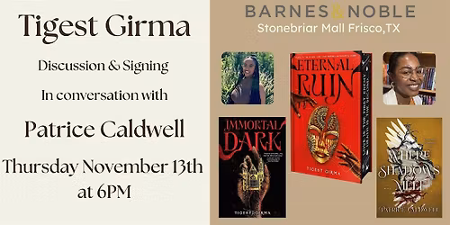 Tigest Girma celebrates ETERNAL RUIN at B&N-Frisco, TX