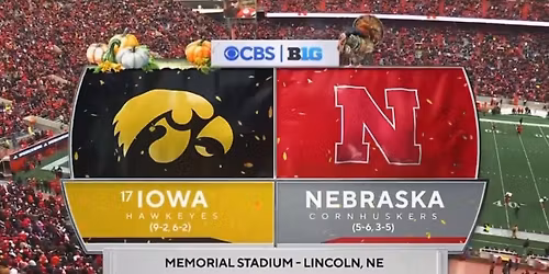 Iowa Hawkeyes at Nebraska Cornhuskers Football at Nebraska Memorial Stadium
