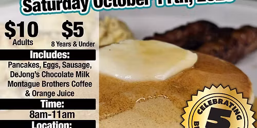 Sat 10/11/25 WBV Pancake Breakfast Fundraiser 8-11am