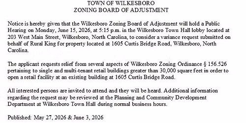 Public Hearing - Zoning Variance Request