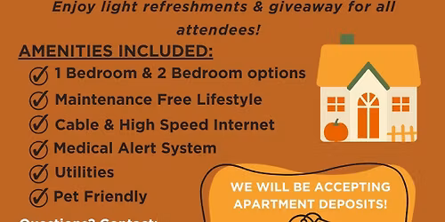 FALL OPEN HOUSE! Homeplace of Henderson - INDEPENDENT LIVING!