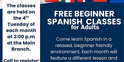 Free Beginner Spanish Classes at Reading Public Library Main