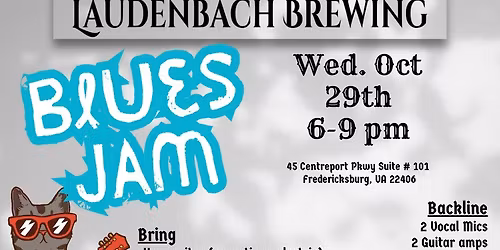 Blues Jam October 29th 6-9 pm!