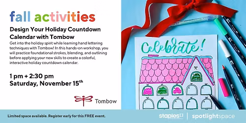 Design Your Holiday Countdown Calendar with Tombow at Staples Store 131