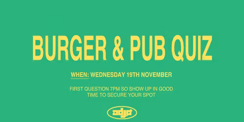 Burger and pub quiz at ADJ\u00d8