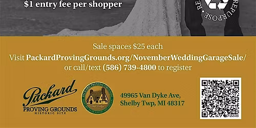 Wedding Garage Sale at the Packard Proving Grounds