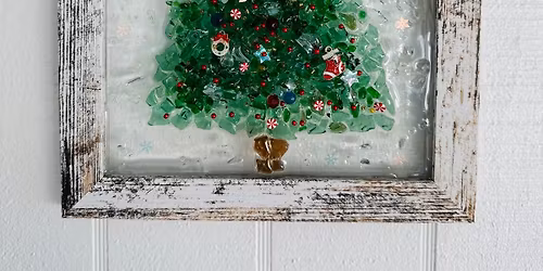 Holiday glass tree with rustic frame