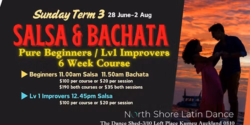 Sunday Pure Beginners Salsa\/Bachata & IMPROVERS LEVEL ONE Salsa 6 week course-Kumeu