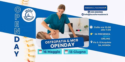 OPEN DAY OSTEOPATIA & MCB 13 Giugno 2026