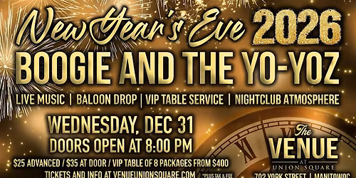NYE Bash 2026 with Boogie and the Yo-Yoz