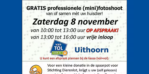 Fotodag bij Van Tol Dier XL in Uithoorn ('s morgens op AFSPRAAK)