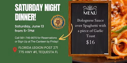 Saturday Night Dinner at Florida Legion 271