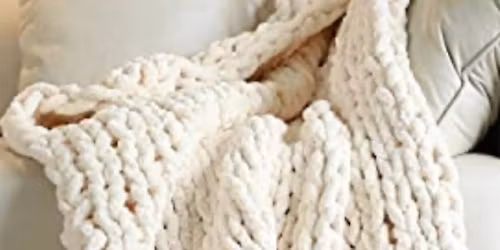 Hand Knit Chunky Throw Blanket